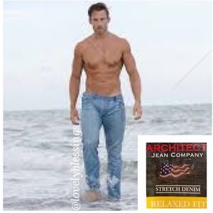 Relaxed Fit Stone Wash Stretch Denim Light Wash Architect Jeans Company Size 34